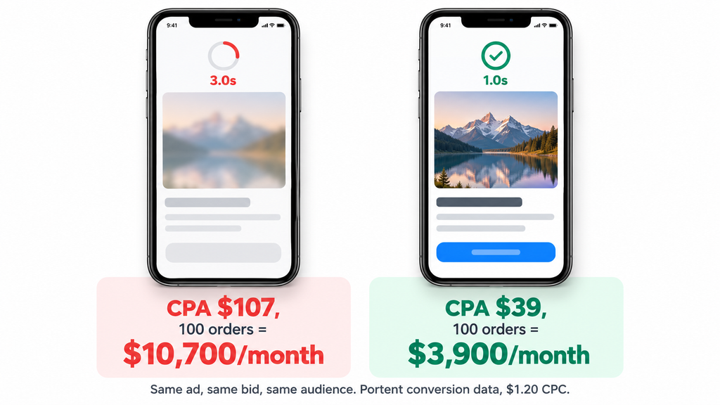 How mobile landing page speed changes Instagram ads cost per month.