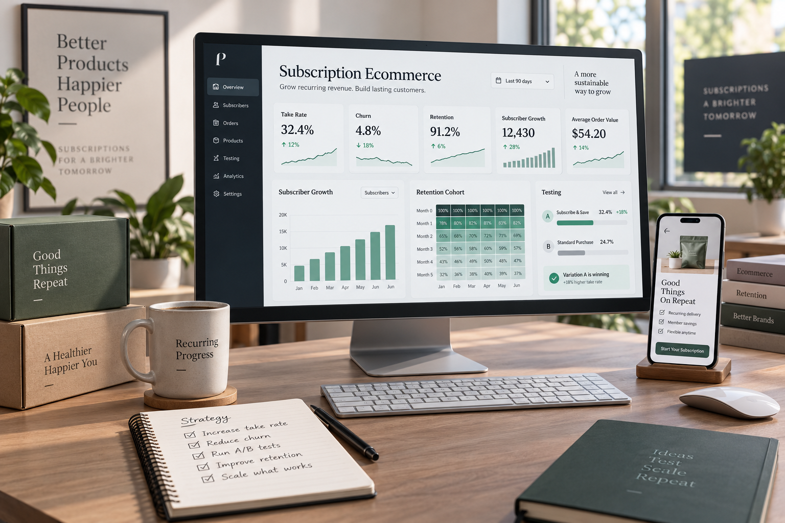 Subscription Ecommerce: Take Rate, Churn and Testing