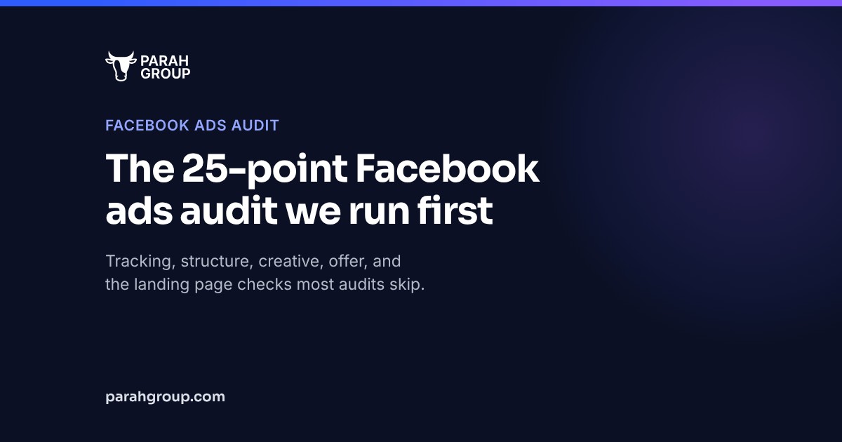 The 25-point Facebook ads audit we run first