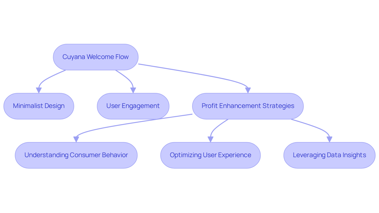 This flowchart shows how Cuyana builds trust with new subscribers — starting from their design approach to enhancing user engagement and finally driving profitability through strategic insights.
